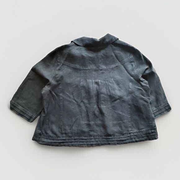 Caslon Black Linen Jacket 100% Linen 3/4 Sleeve Button Womens Plus Size 18W - Picture 4 of 13